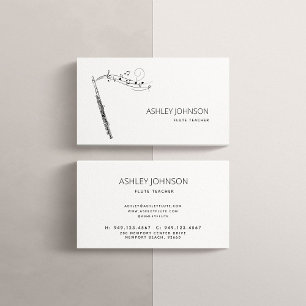 Flute Teacher Soloist Black & White Business Card
