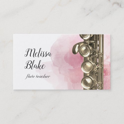 flute teacher watercolor background business card