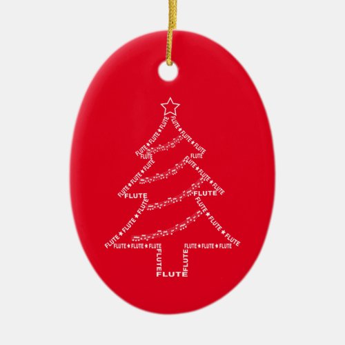  Flute Text Christmas Tree   Ceramic Ornament