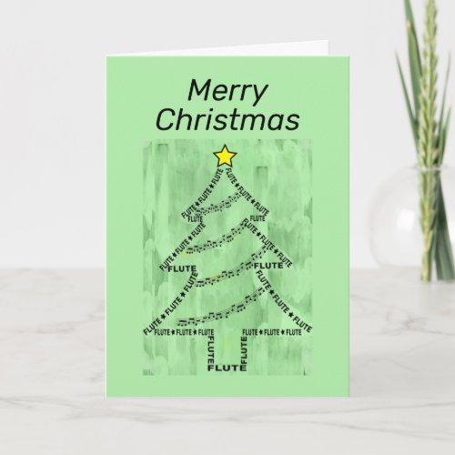 Flute Text Christmas Tree Christmas Card