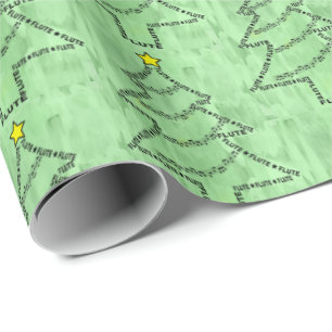 Flute Text Christmas Tree Wrapping Paper