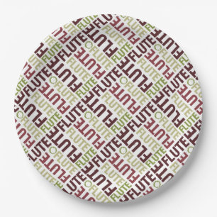 Flute Text Paper Plates