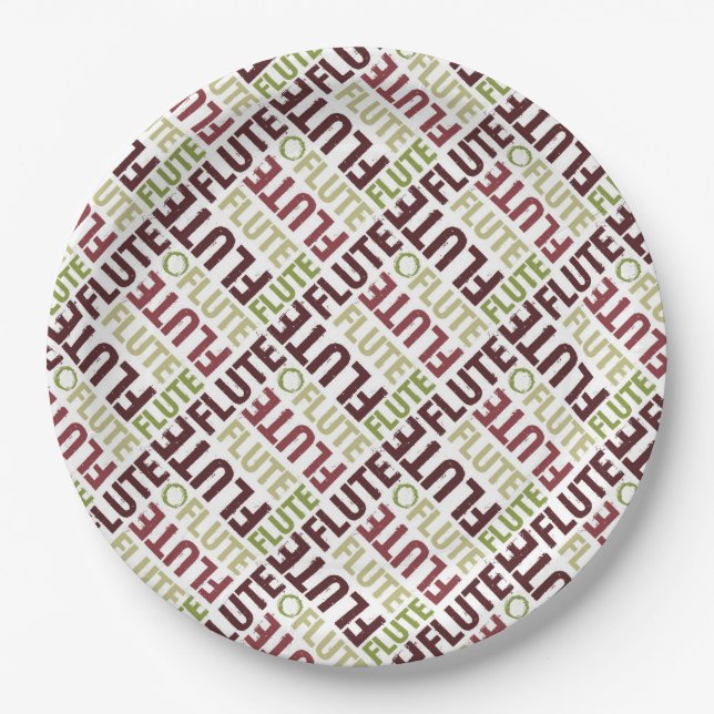Flute Text Paper Plates (Front)