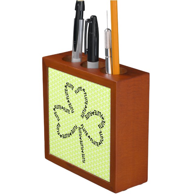 Flute Text Shamrock Desk Organizer (In Situ)