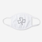 Flute Text Shamrock White Cotton Face Mask