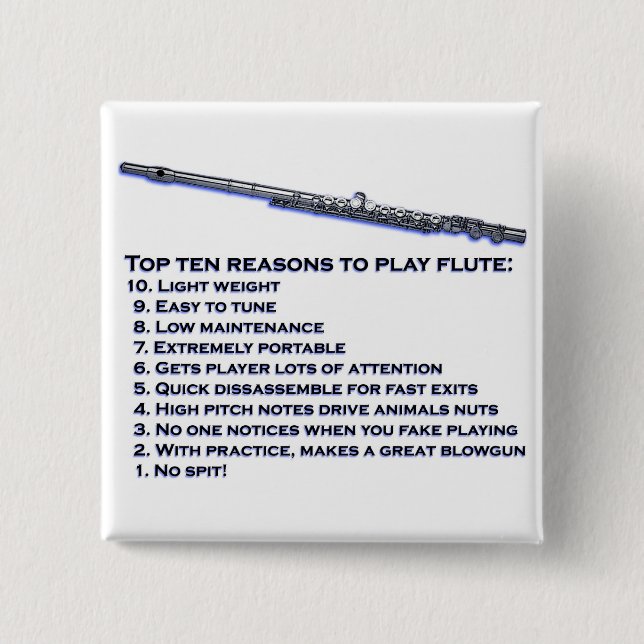 Flute Top 10 Pinback Button (Front)