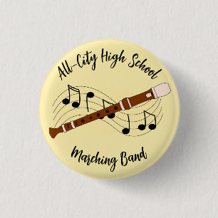Flute Woodwind Design Button