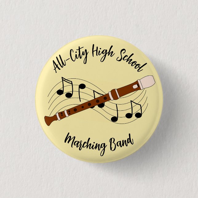 Flute Woodwind Design Button (Front)