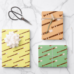 Flute Woodwind Musical Design  Wrapping Paper Sheets