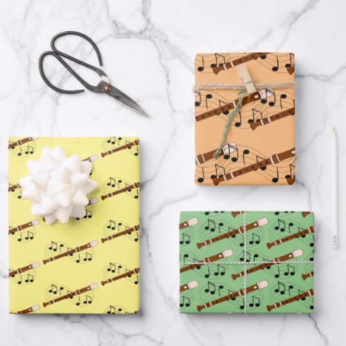 Flute Woodwind Musical Design  Wrapping Paper Sheets