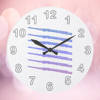 Flute Woodwind Pink Blue Purple Numbers Large Clock