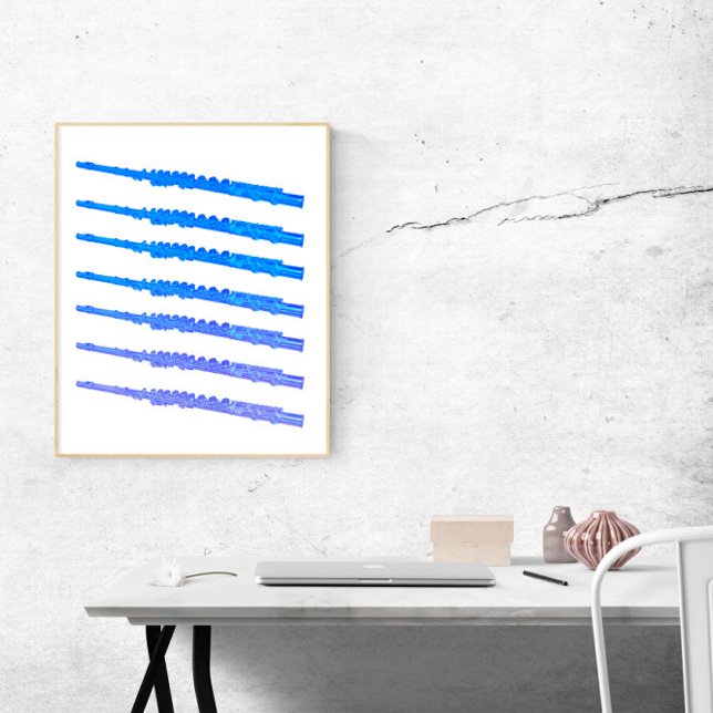 Flutes Blue Ombre Poster (A cool poster of flutes done in blue ombre)