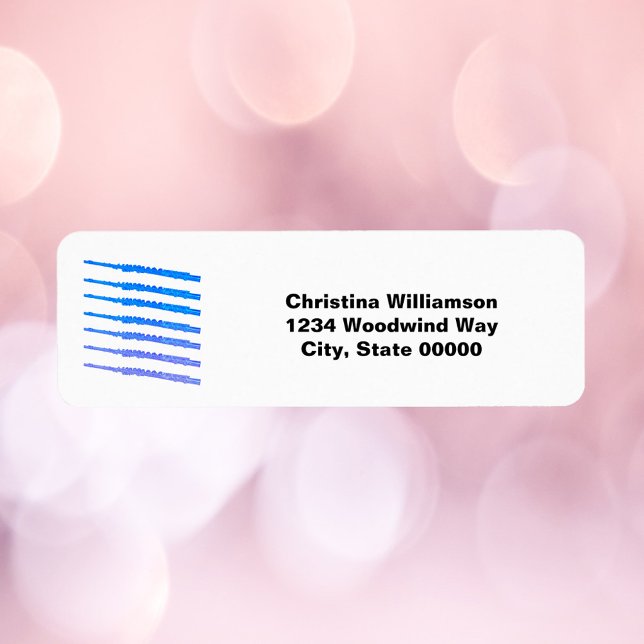 Flutes Blue Personalize Return Address Label (A return address label with blue flutes and text you can personalize!)