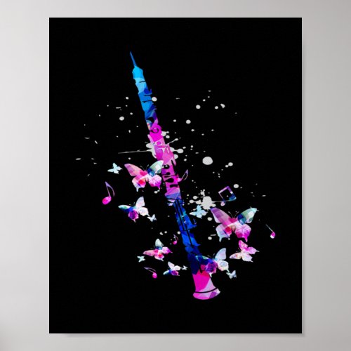 Flutes Butterfly Flute Instrument Poster