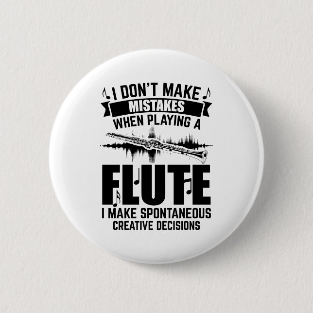 Flutes | Flutist Flute Player Music Gifts Button (Front)