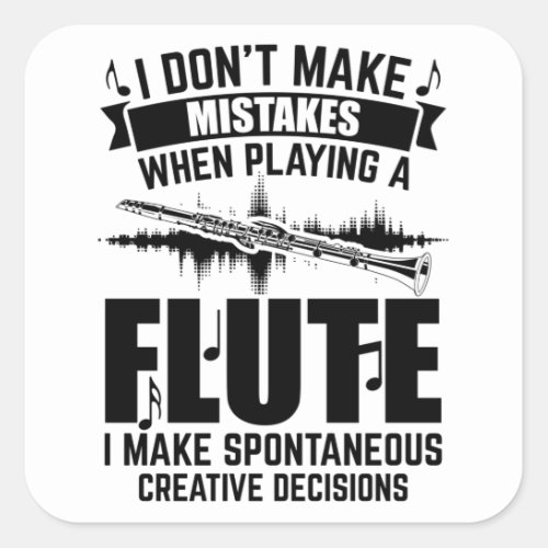 Flutes  Flutist Flute Player Music Gifts Square Sticker