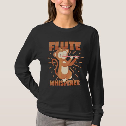 Flutes Whisperer Monkey Transverse Flutes Monkey T_Shirt