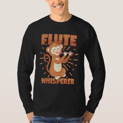 Flutes Whisperer Monkey Transverse Flutes Monkey T_Shirt