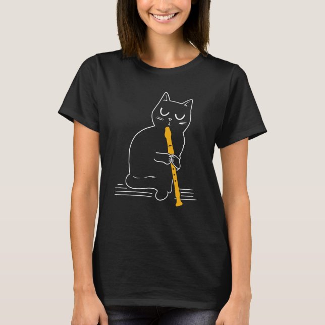 Fluting Cat Flute T-Shirt (Front)