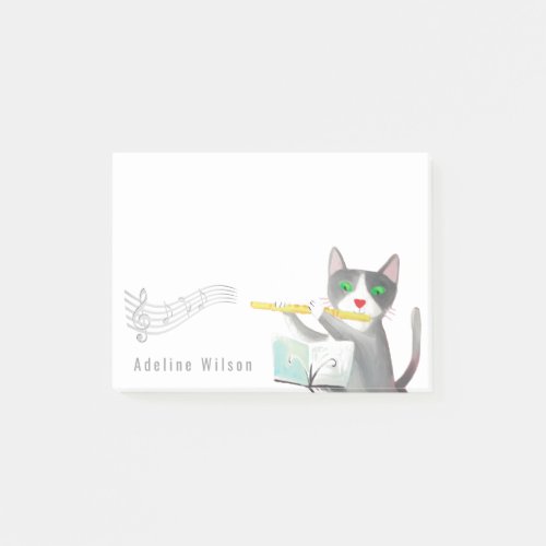 flutist cat music post_it notes