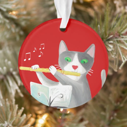 flutist cat ornament