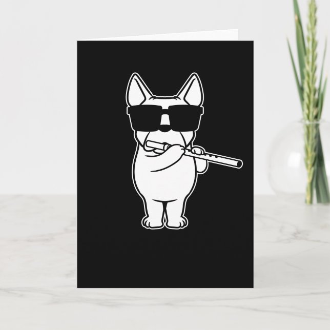 Flutist Flute Player Dog With Flute Card (Front)