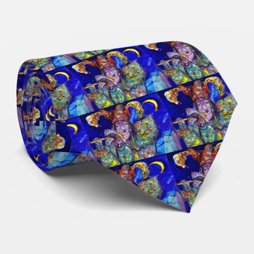 FLUTIST IN BLUE NIGHT Venetian Carnival Neck Tie