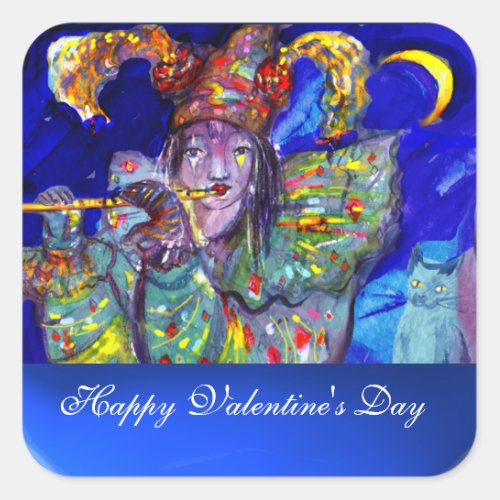 FLUTIST IN BLUE  Valentine Masquerade Square Sticker