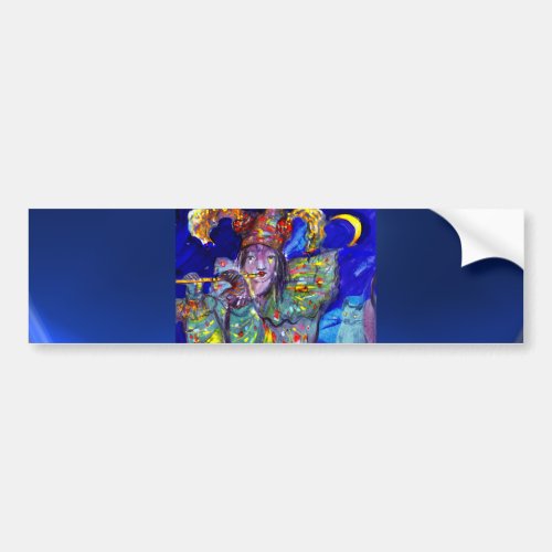 FLUTIST IN BLUE  Venetian Carnival Night Bumper Sticker