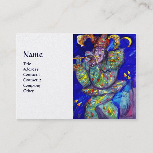 FLUTIST IN BLUE  Venetian Carnival Night Business Card