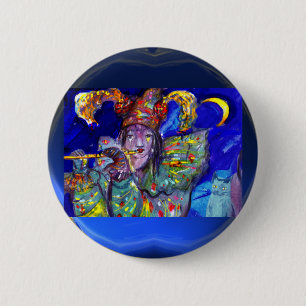 FLUTIST IN BLUE / Venetian Carnival Night Button