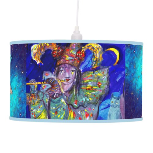 FLUTIST IN BLUE  Venetian Carnival Night Hanging Lamp