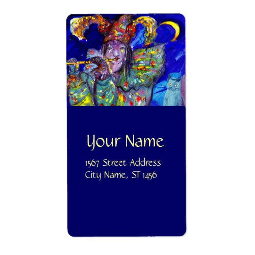 FLUTIST IN BLUE  Venetian Carnival Night Label