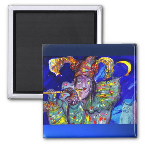 FLUTIST IN BLUE  Venetian Carnival Night Magnet