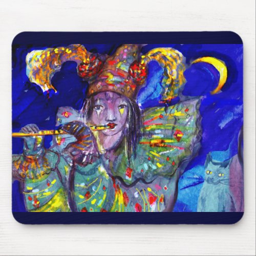 FLUTIST IN BLUE  Venetian Carnival Night Mouse Pad