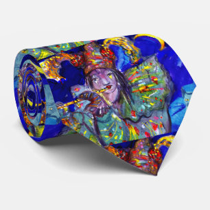 FLUTIST IN BLUE Venetian Carnival Night Neck Tie