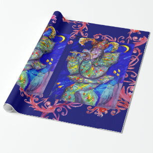 FLUTIST IN BLUE / Venetian Carnival Night Wrapping Paper