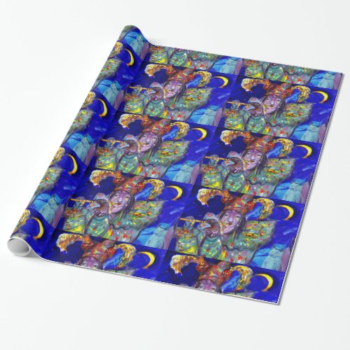 FLUTIST IN BLUE   Venetian Carnival Night Wrapping Paper