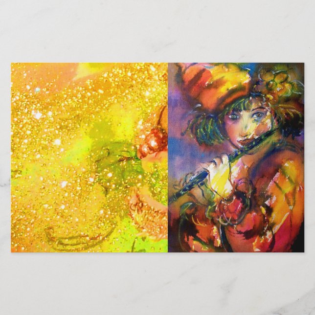 FLUTIST PORTRAIT / Venetian Masquerade Stationery (Front)