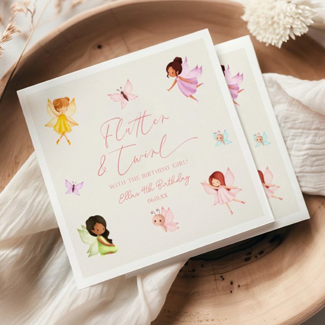 Flutter and Twirl Enchanted Fairy Birthday Party Napkins (Creator Uploaded)