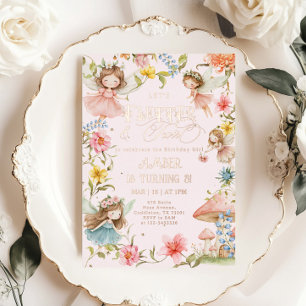 Flutter and Twirl Fairy Any Age Princess Birthday Foil Invitation