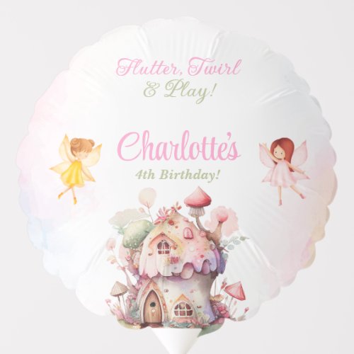 Flutter and Twirl Fairy Birthday Party Balloons