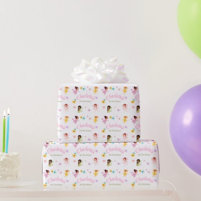 Flutter and Twirl Fairy Birthday Party gift paper (Party Gifts)