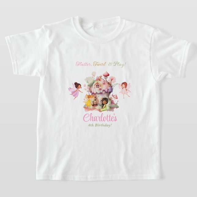 Flutter and Twirl Fairy Birthday Party Shirt (Laydown)