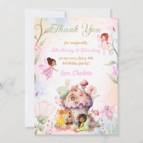 Flutter and Twirl Fairy Birthday Thank You Card