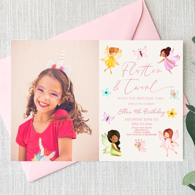 Flutter and Twirl Fairy Enchanted Birthday Party Invitation (Creator Uploaded)
