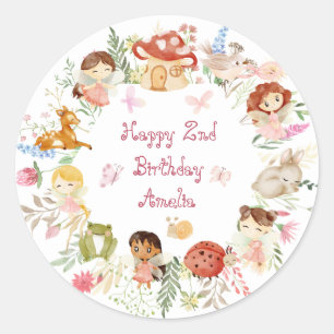 Flutter and Twirl Fairy Garden Birthday Classic Round Sticker