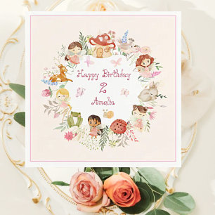 Flutter and Twirl Fairy Garden Birthday Napkins