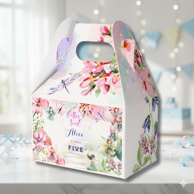 Flutter and twirl Fairy garden floral birthday Favor Boxes (Creator Uploaded)