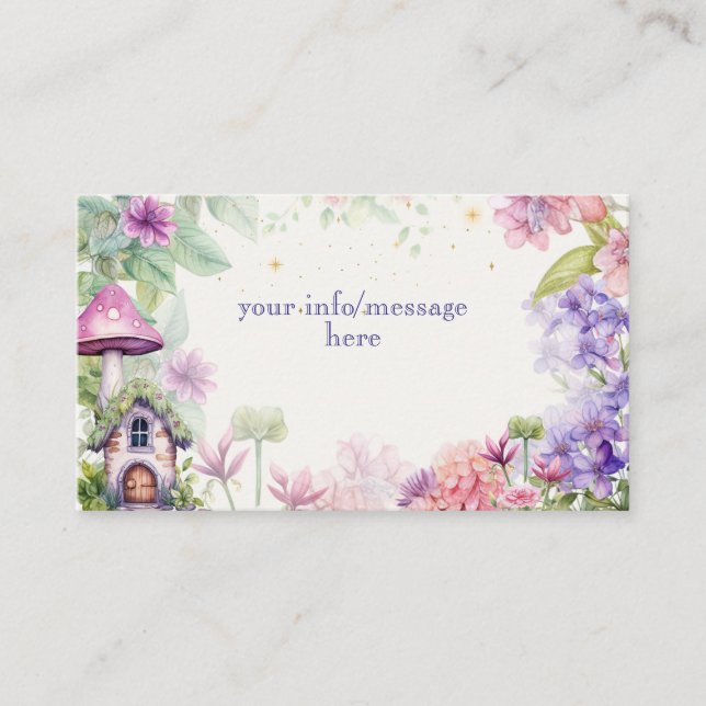 Flutter and twirl Fairy garden watercolor birthday Enclosure Card (Front)